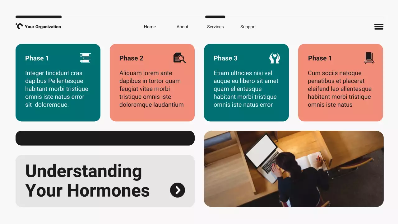 Teal and Orange Modern Bento Grid Women's Health and Wellness Presentation