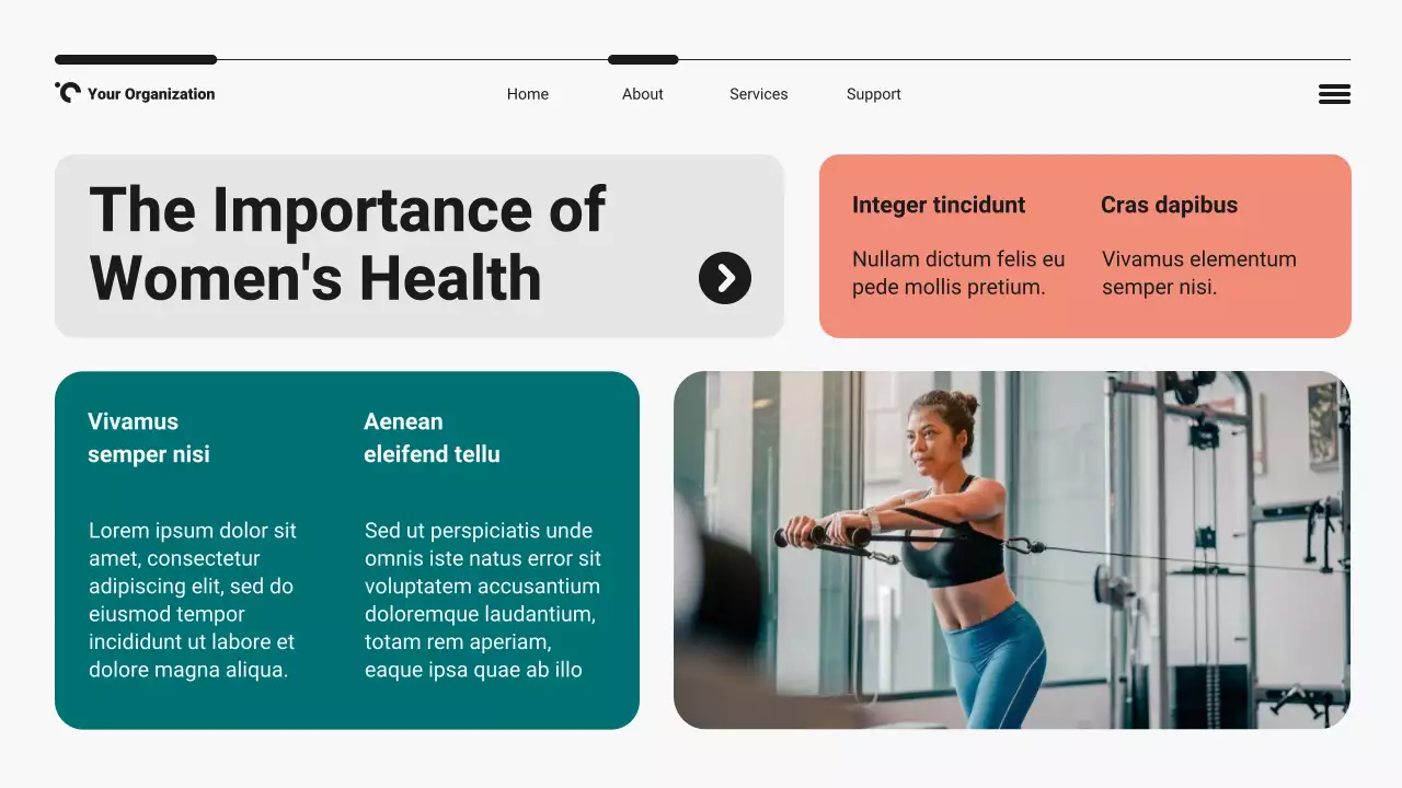 Teal and Orange Modern Bento Grid Women's Health and Wellness Presentation