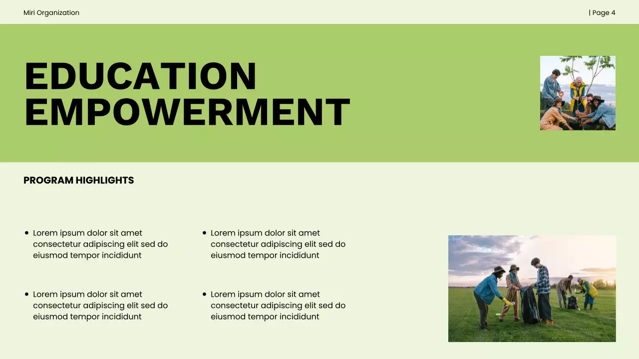 Green and Black Bold Non-Profit Impact Report Presentation