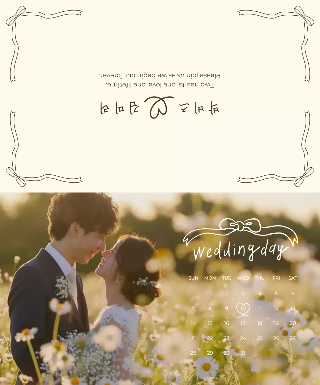 아이보리 우아한 결혼 초대장