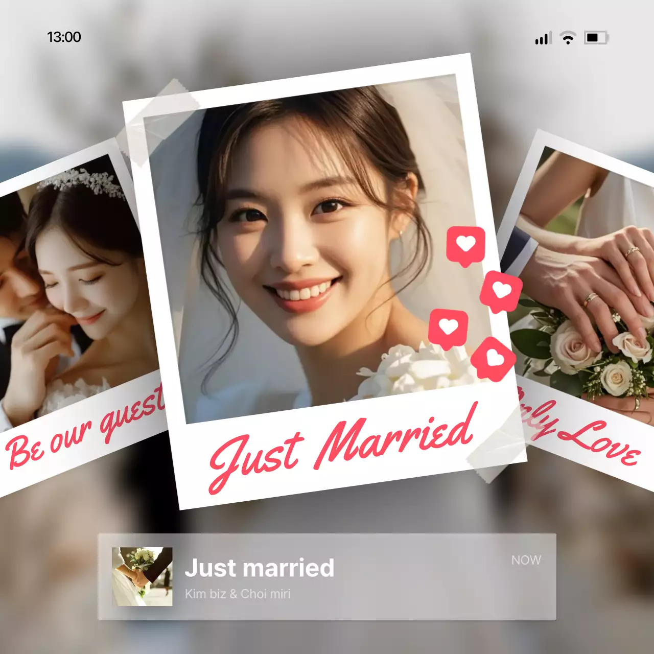 흰색 ui느낌의 결혼 초대장