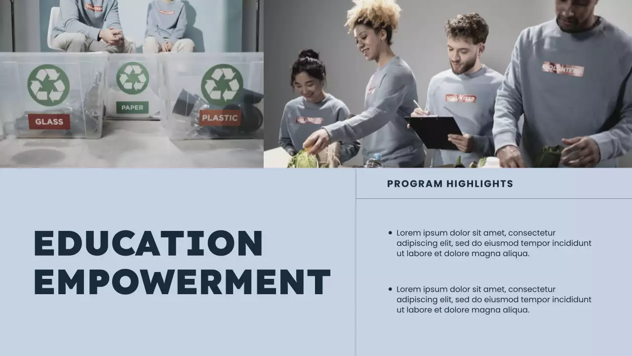 Blue and Black Minimalist Non-Profit Organization Impact Report Presentation