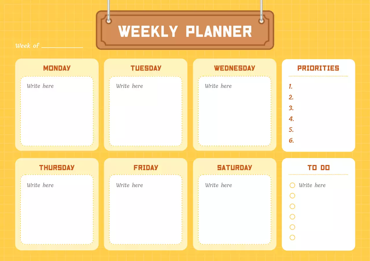Yellow Playful Weekly Planner Poster
