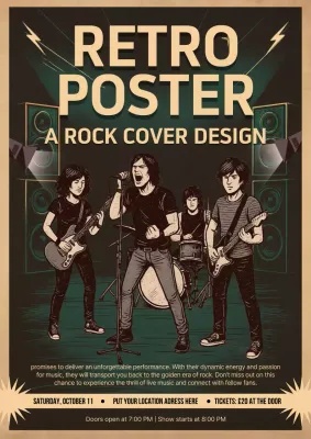 Beige Retro Rock Advertisement Poster