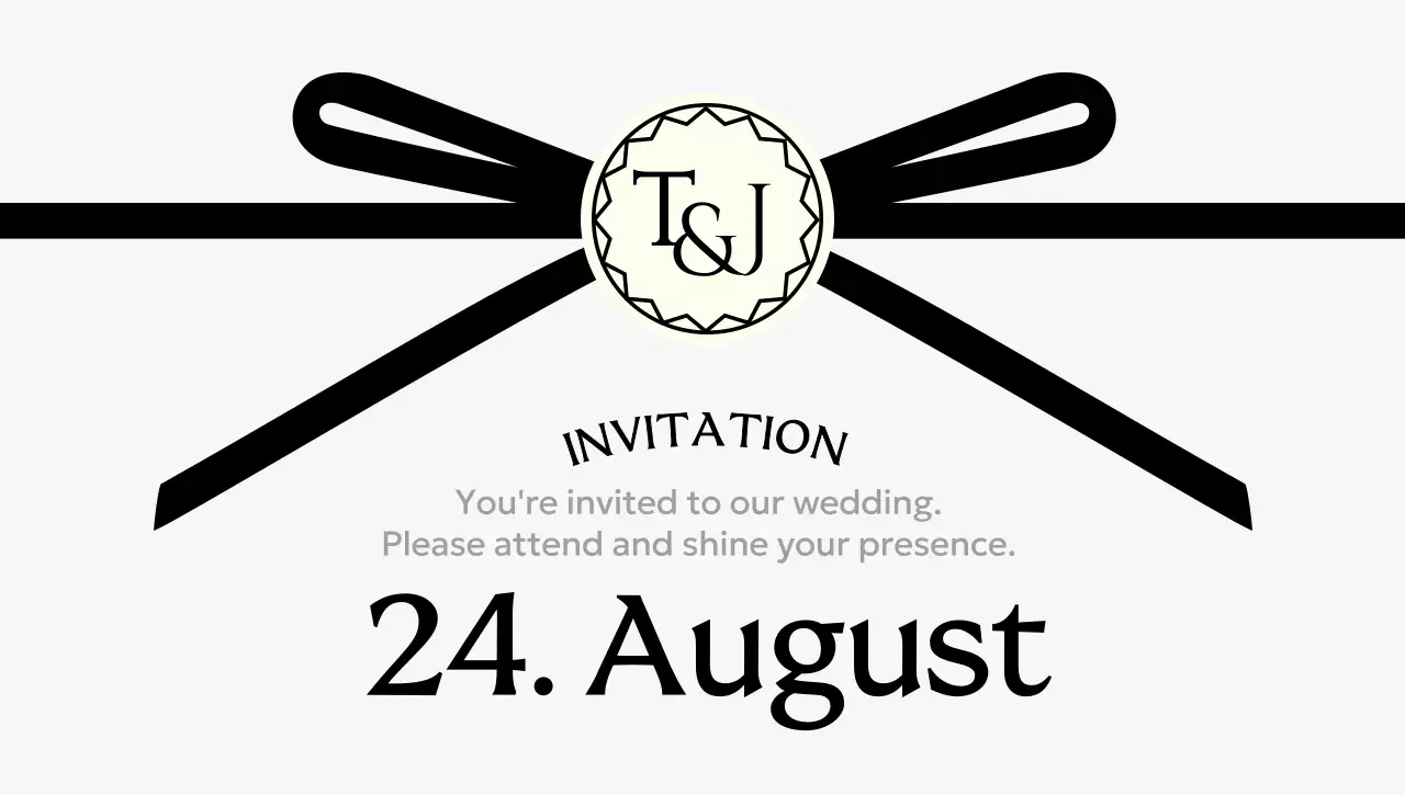 검정 심플 결혼 초대장