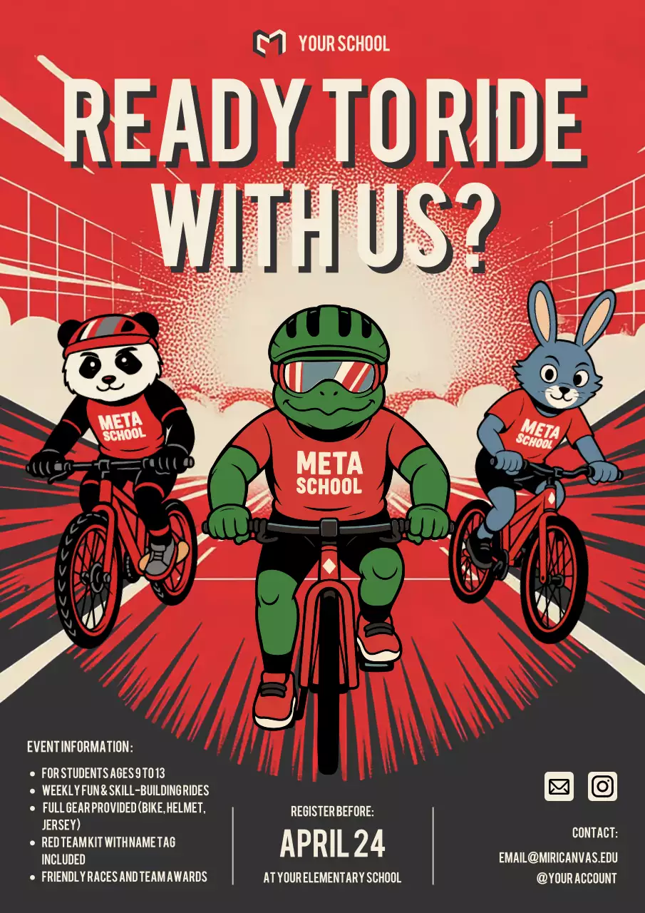 Red Comic Cycling Event Invitation Poster
