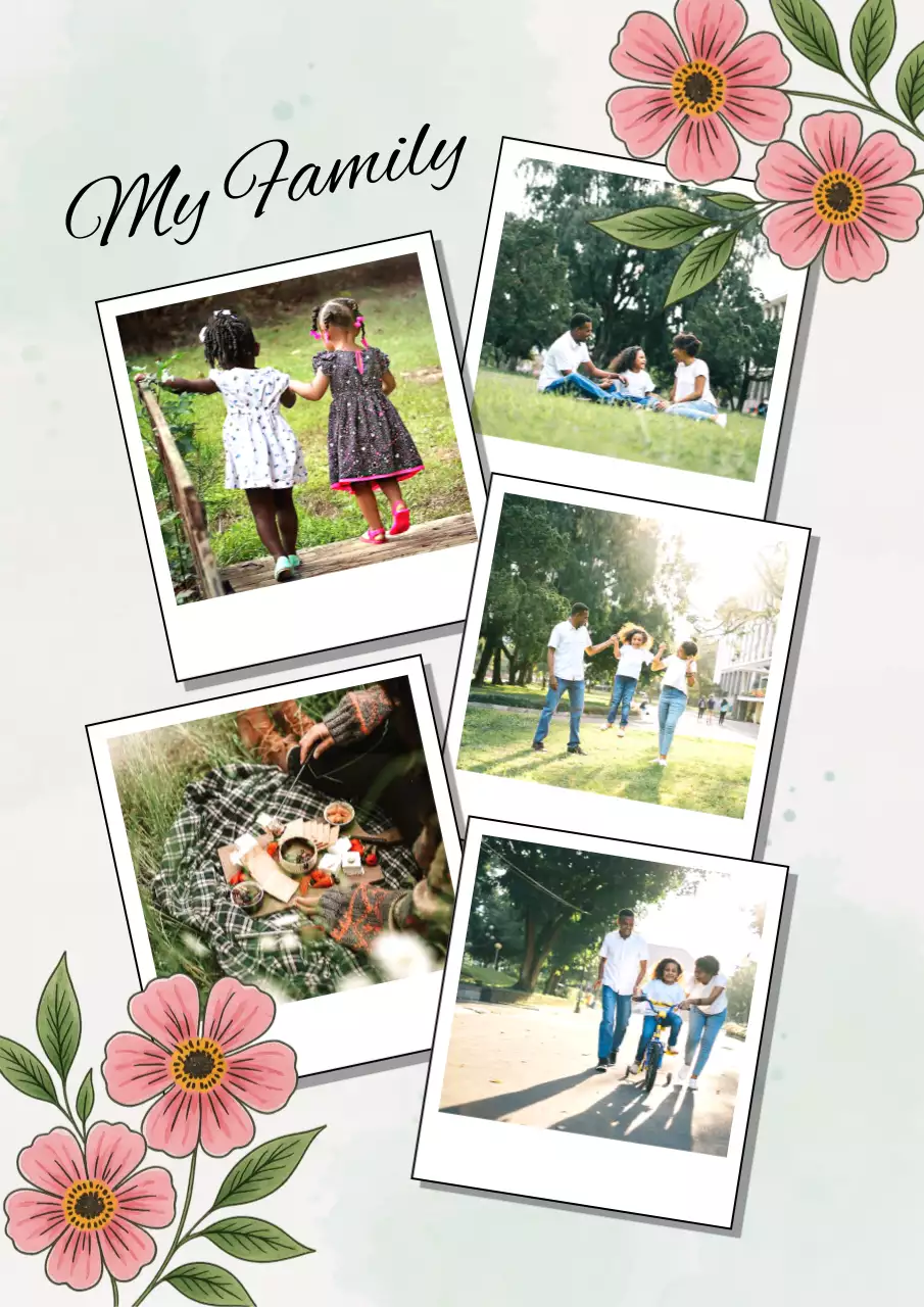 Pink Floral Family Storybook Poster