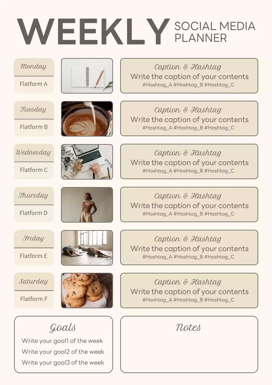 Beige Minimal Social Media Planner Poster