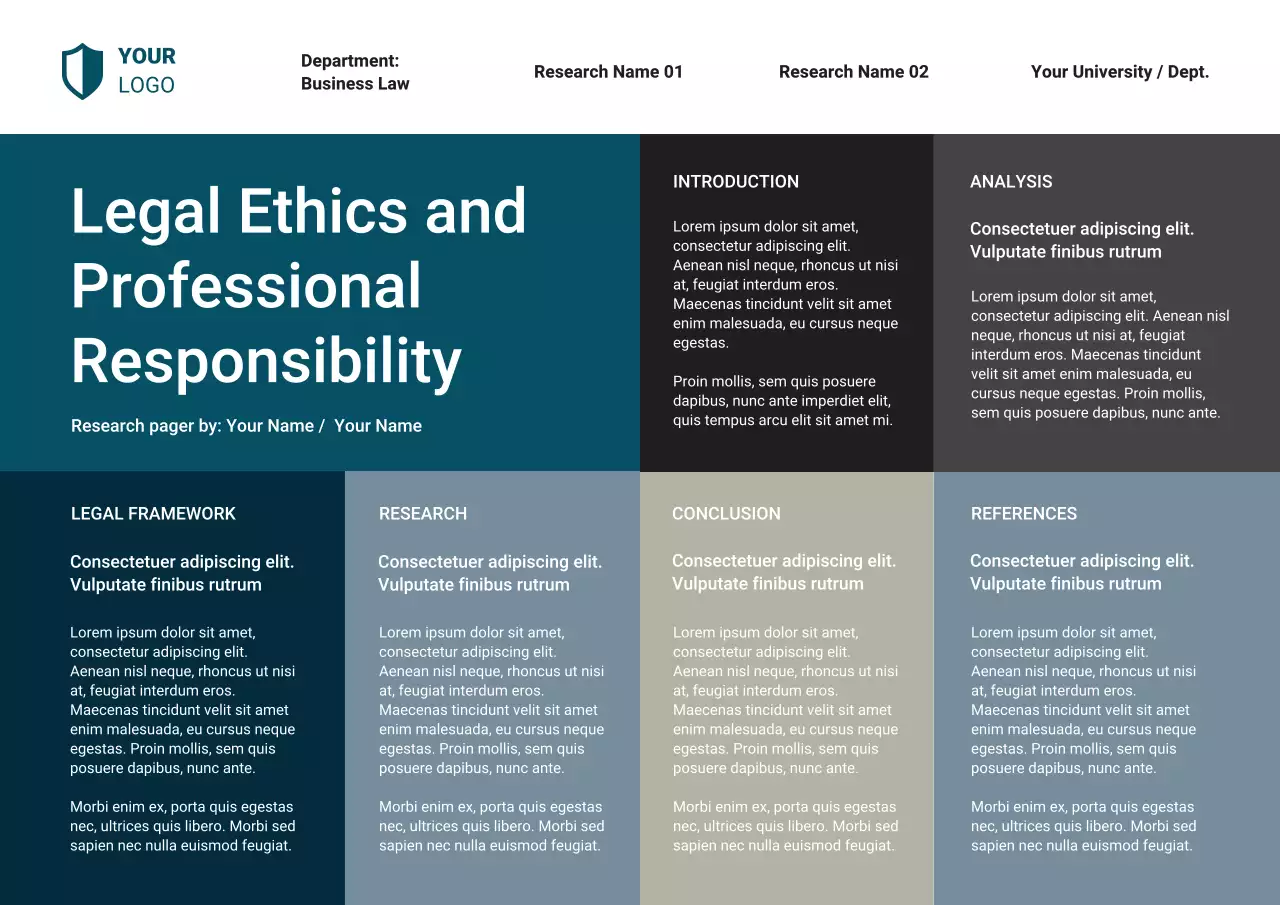 Teal Professional Law Document Poster