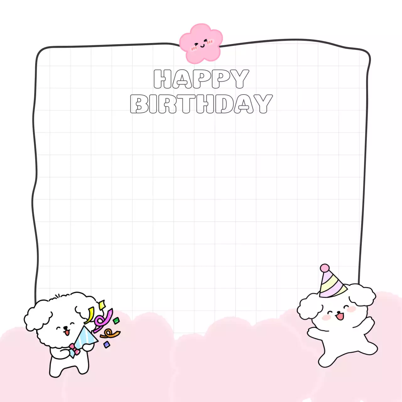 핑크 아기자기한 생일 카드