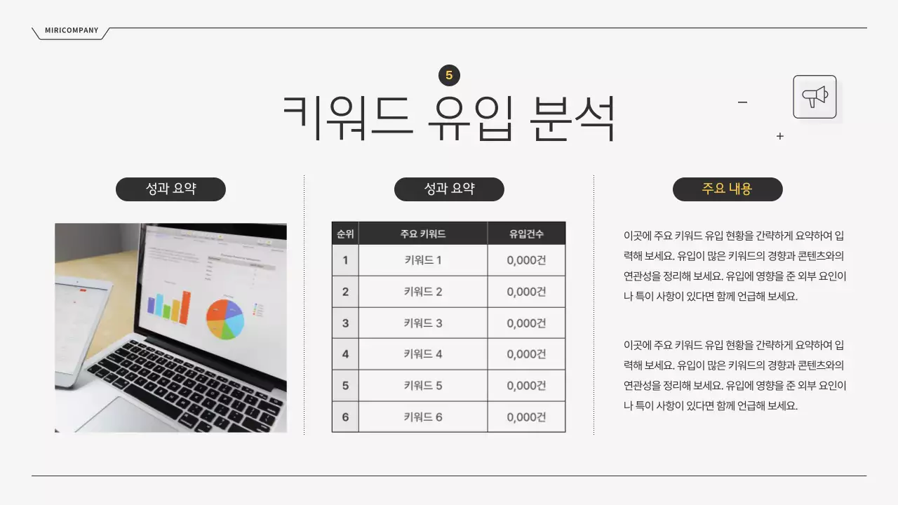 회색과 노랑의 심플한 SNS 운영 현황 보고서