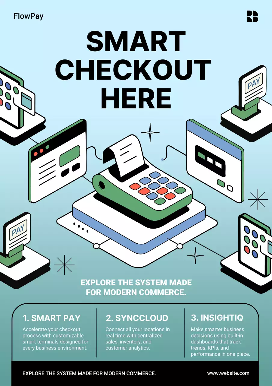 Blue Modern Checkout Promotion Poster