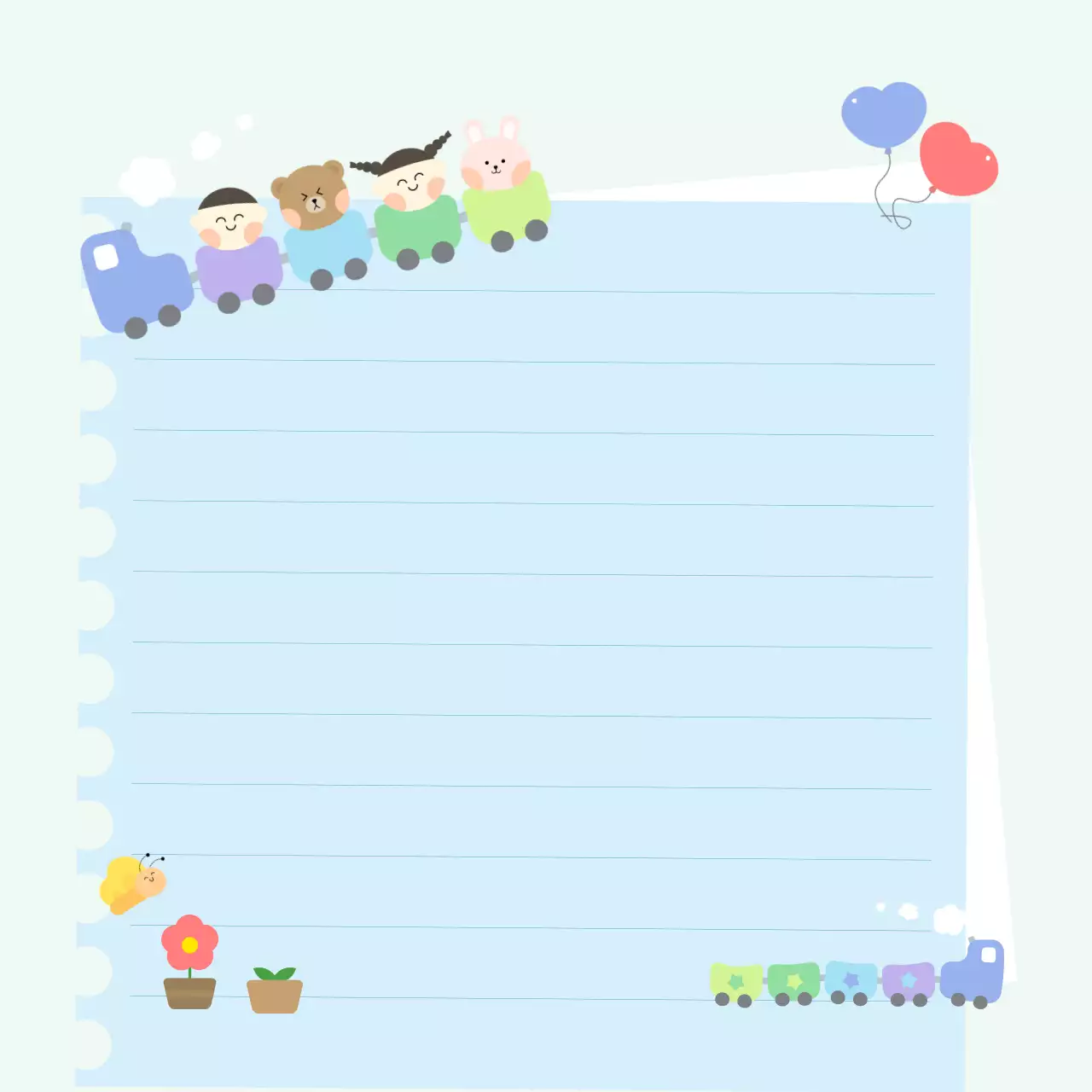 하늘색 아기자기한 메모지