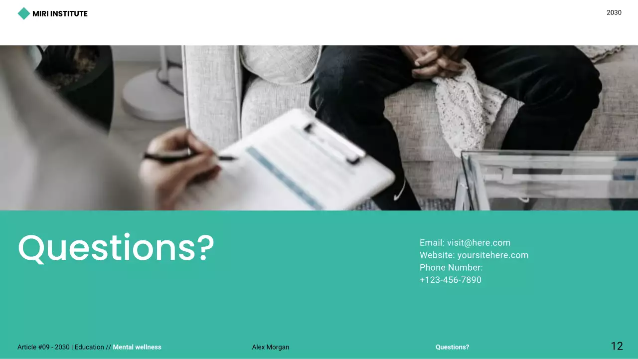 Teal Modern Minimalist Youth Mental Health Presentation