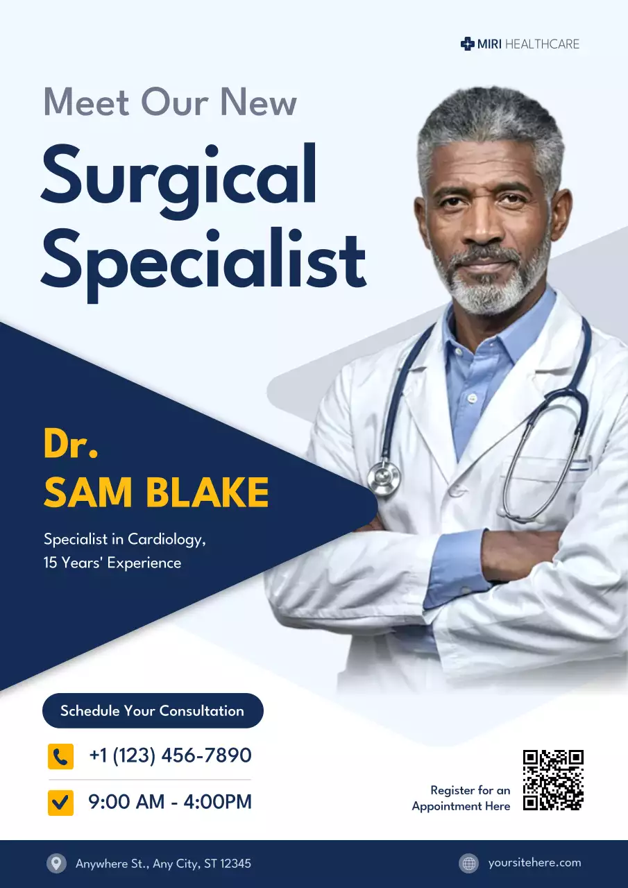 Blue Professional Introduction Medical New Employee Poster