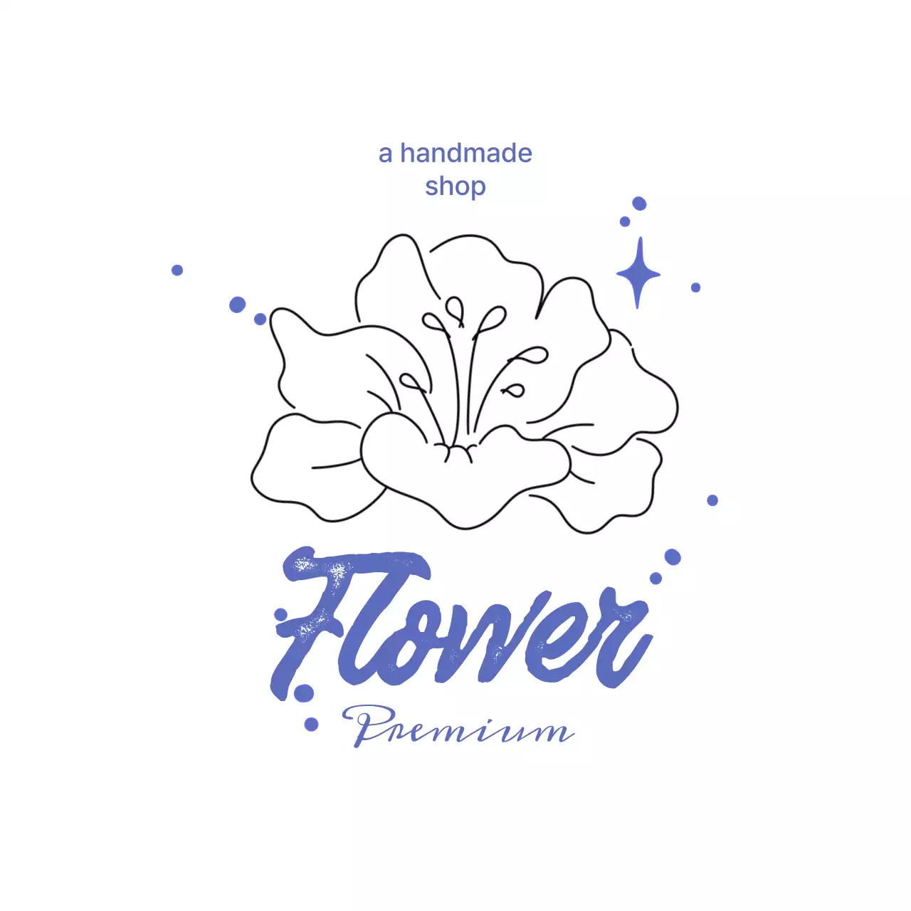 青 シンプル 花 ロゴ