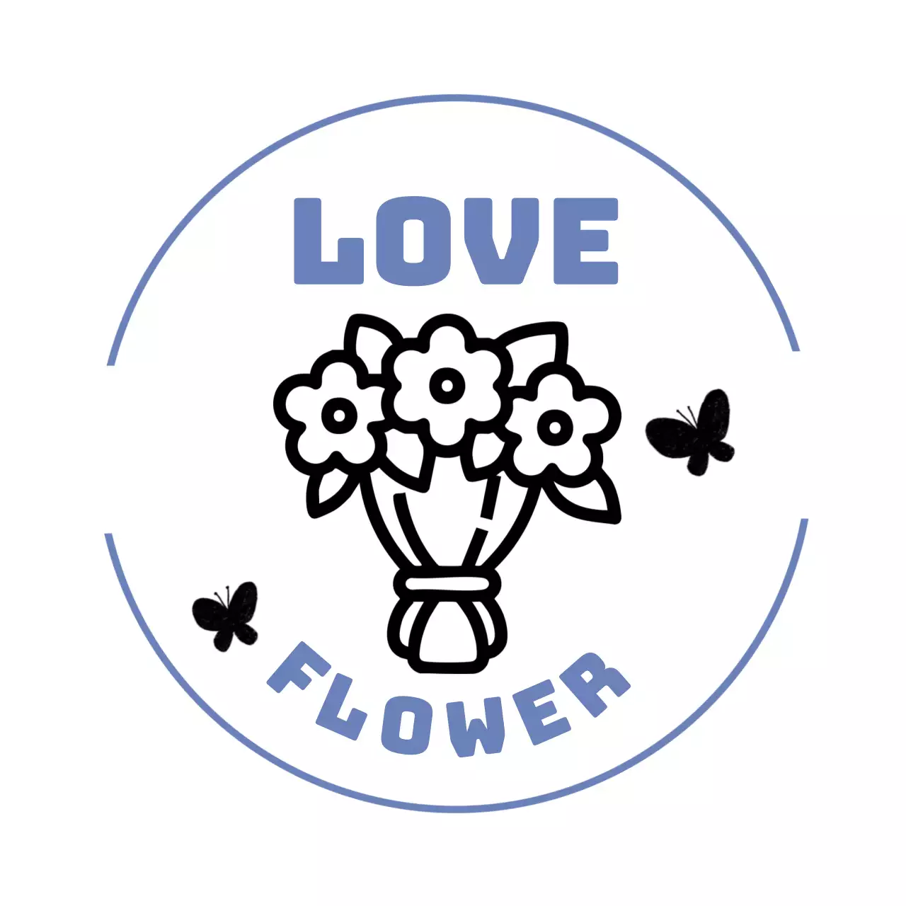 青 シンプル 花 ロゴ