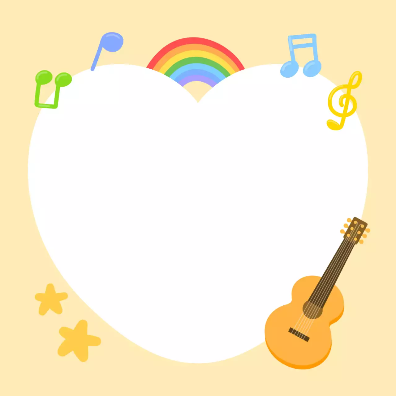 베이지 아기자기한 음악 포토프레임