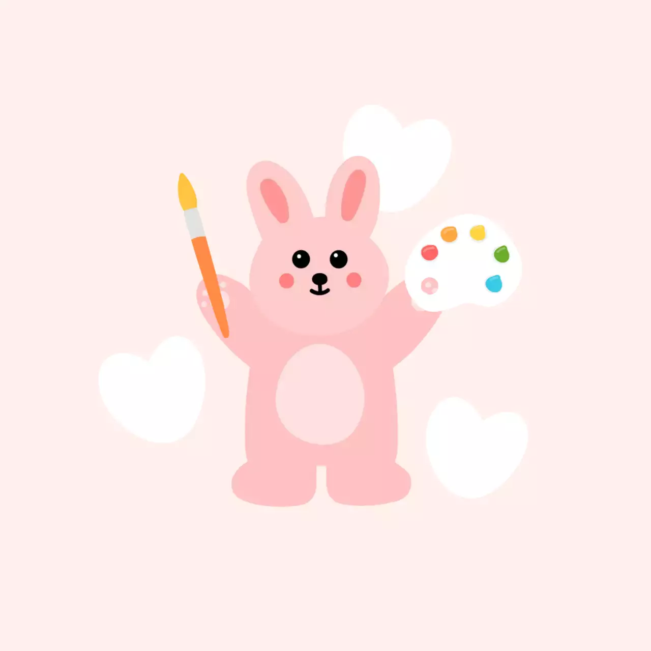 핑크 아기자기한 토끼 스티커
