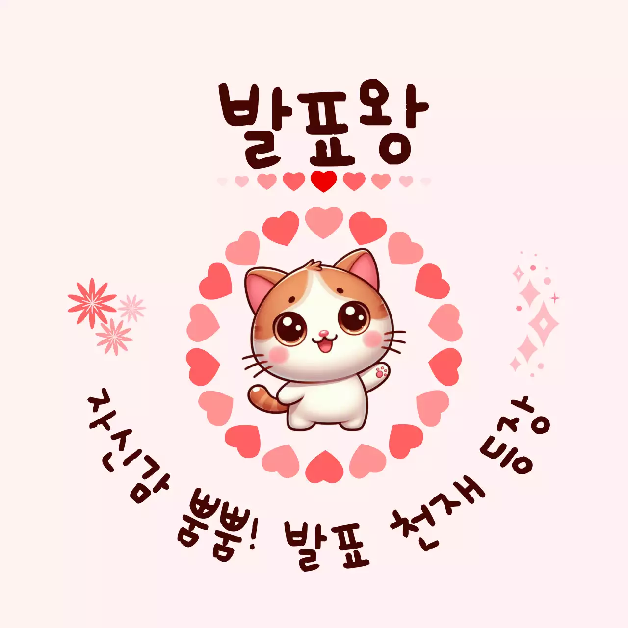 핑크 아기자기한 발표 스티커