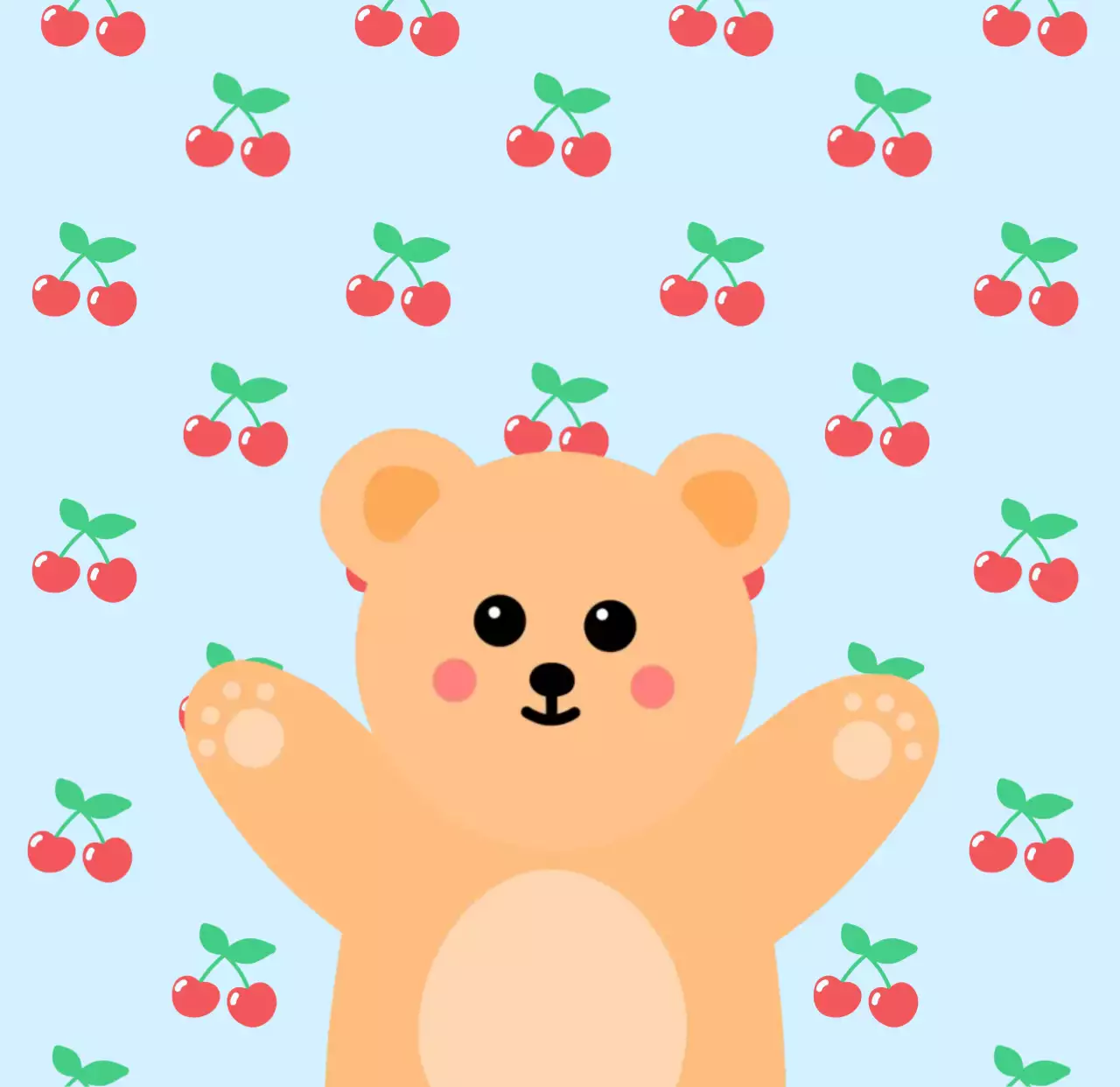 하늘색 아기자기한 곰 스티커