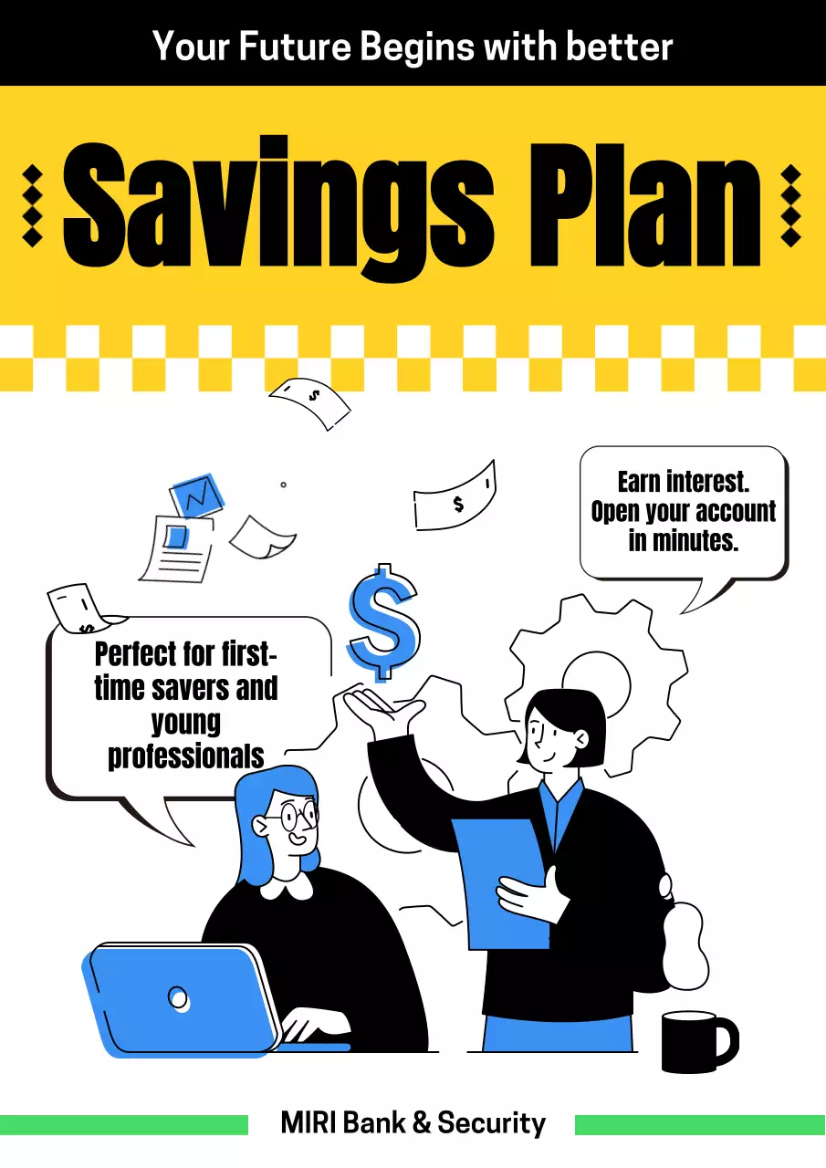Yellow Modern Savings Promotion Poster