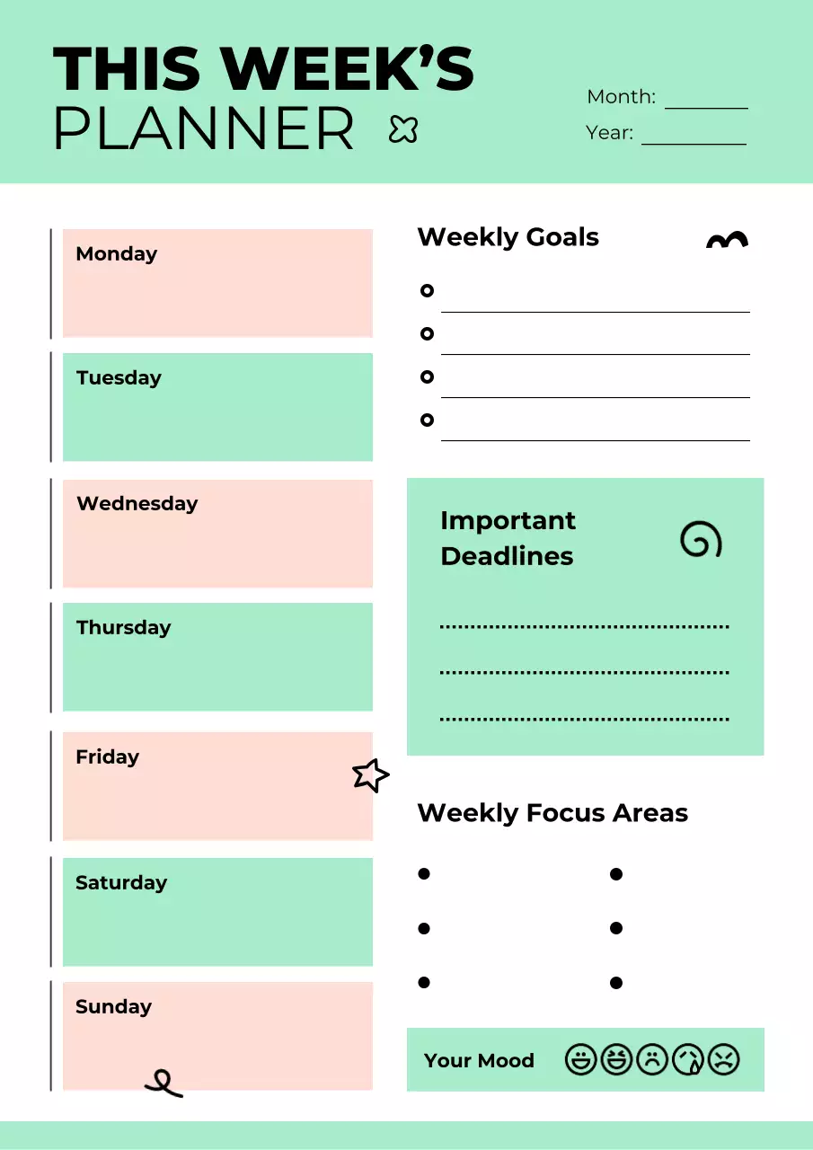 Mint Modern Weekly Planner Schedule Poster