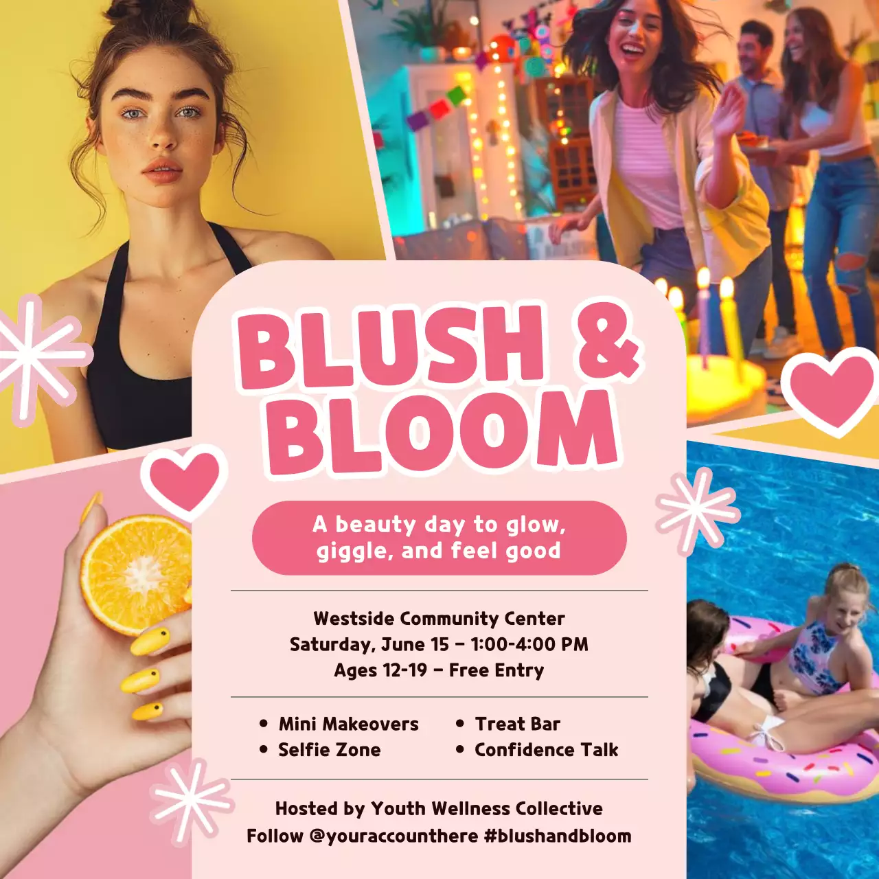 Pink Trendy Wellness Announcement Social Media Post