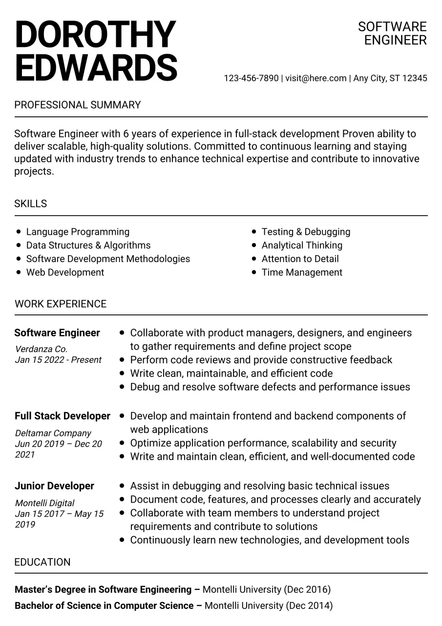 White and Black Software Engineer Document