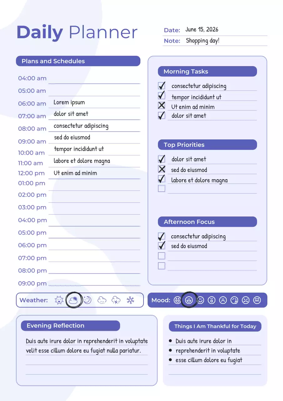 Soft Blue Daily Planner Poster