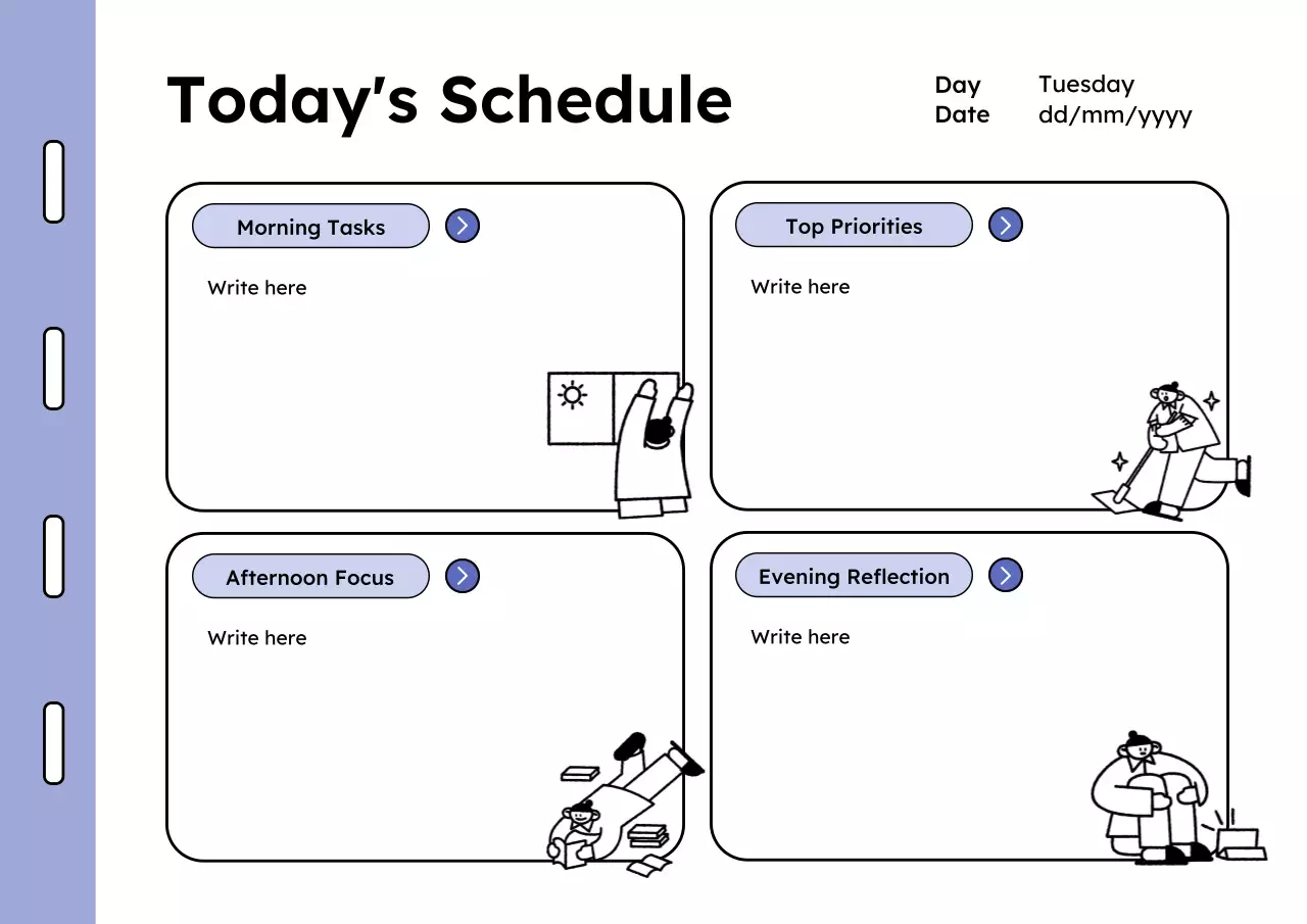 Blue Minimal Daily Planner
