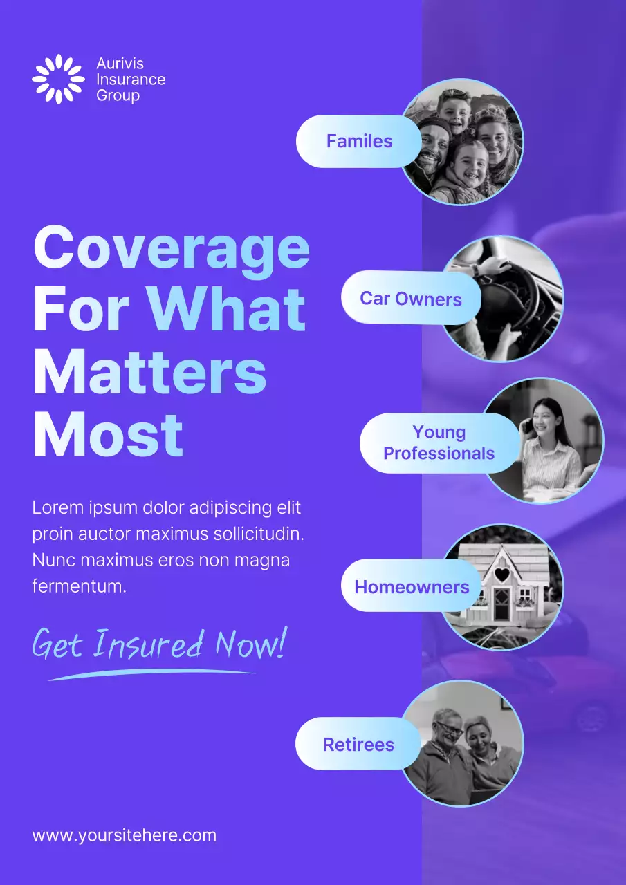 Purple Modern Insurance Promotion Poster