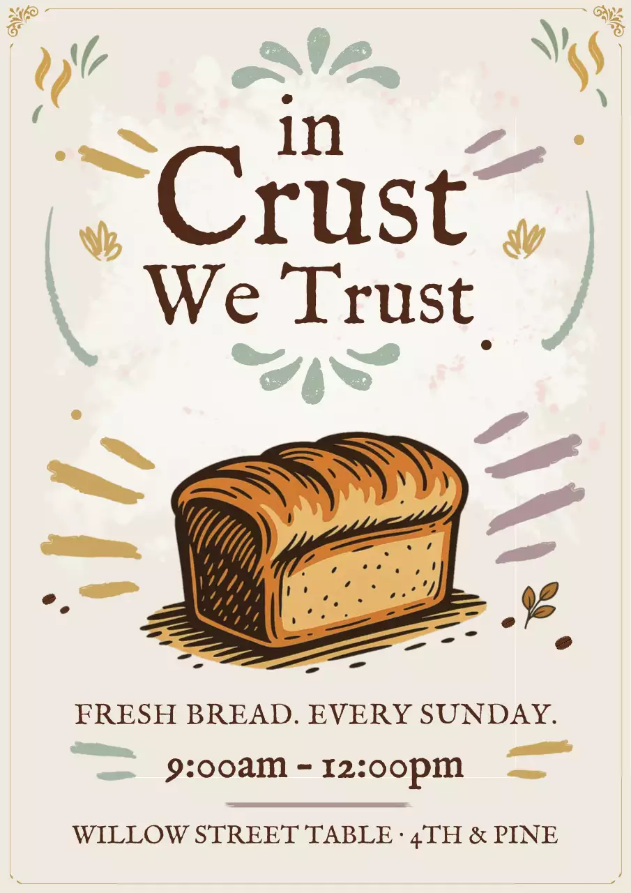 Beige Vintage Bread Promotion Poster