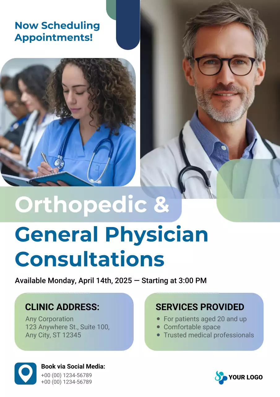 Blue Professional Medical Announcement Poster