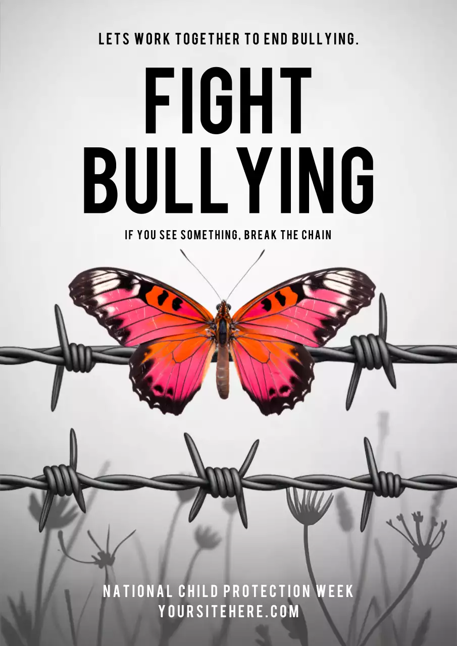 Pink Bold Anti-Bullying Announcement Poster