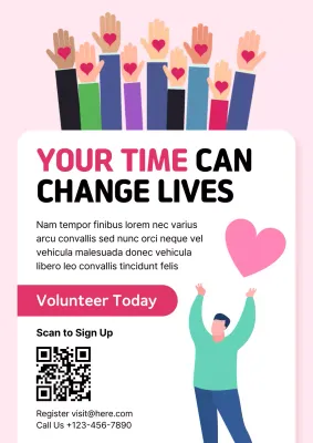 Pink Modern Volunteer Invitation Poster