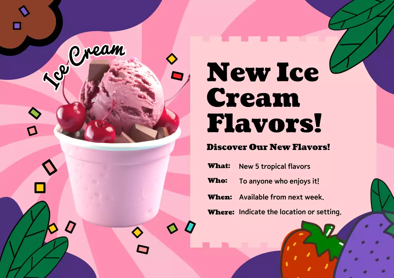 Pink Retro Ice Cream Promotion Poster