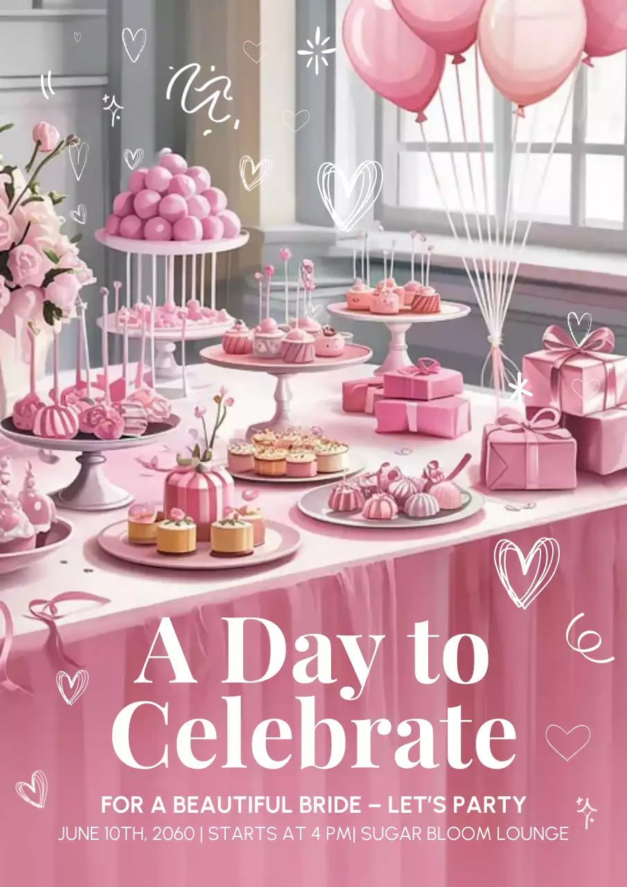 Pink Elegant Bridal Party Invitation Poster