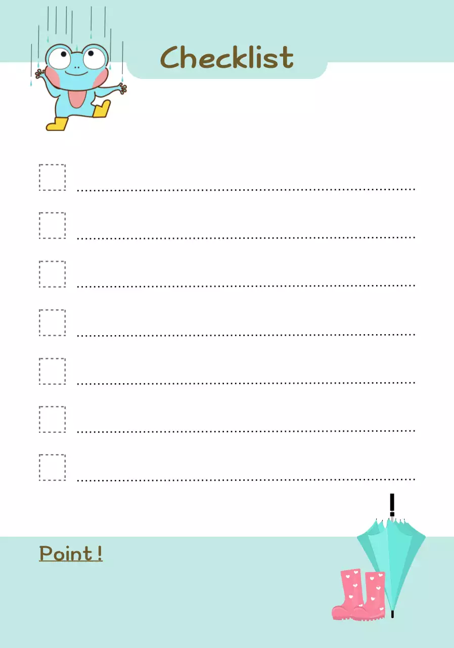 민트 아기자기한 체크리스트 메모지