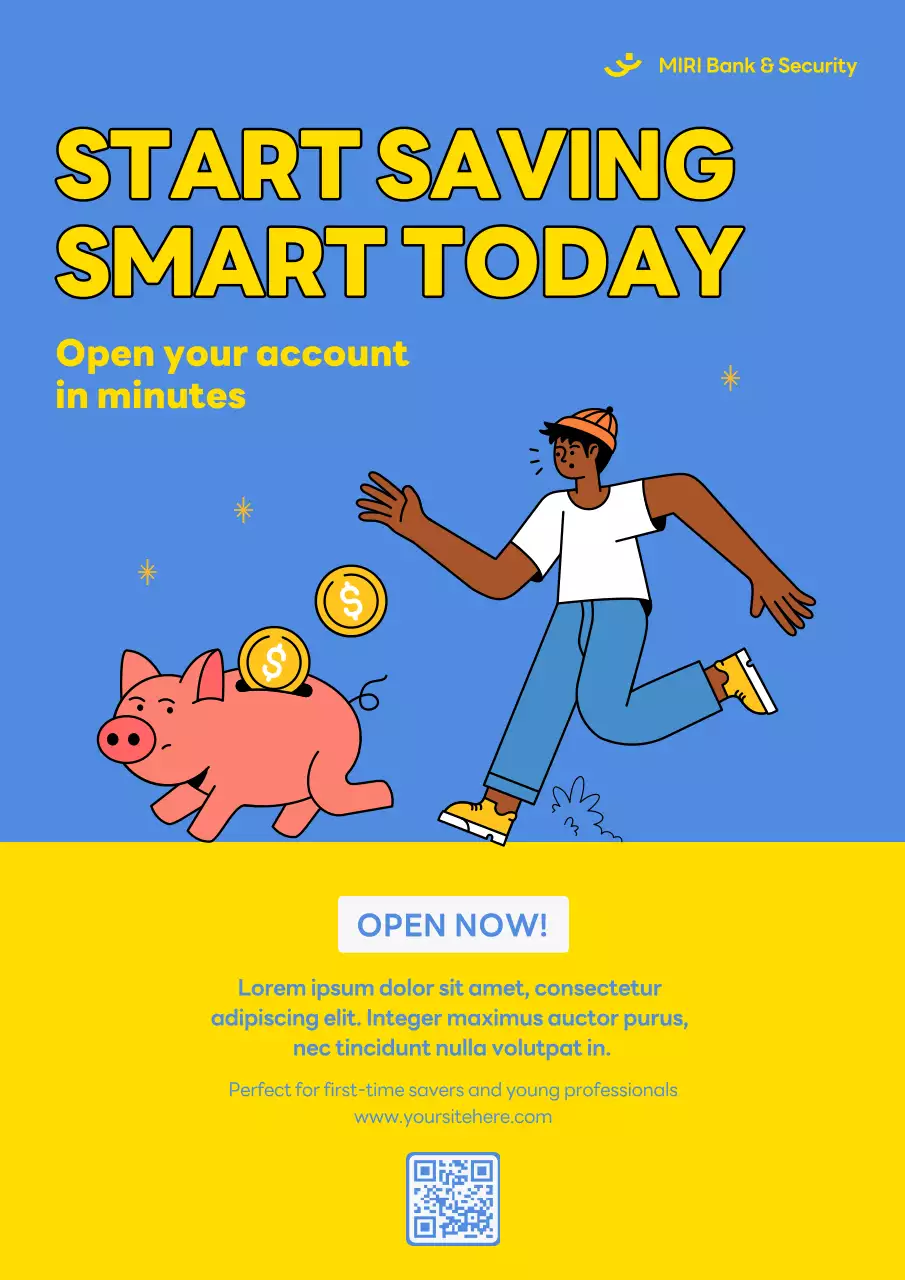 Blue Modern Savings Financial Promotion Poster
