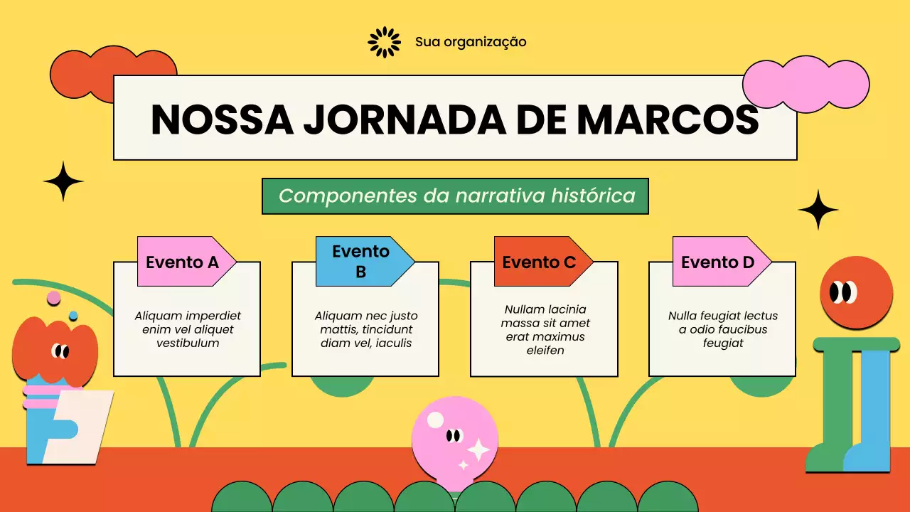 Apresentação colorida e ilustrada de uma organização sem fins lucrativos