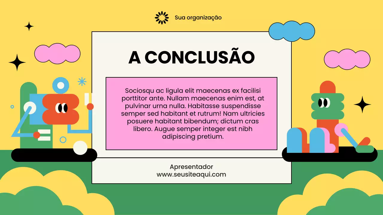 Apresentação colorida e ilustrada de uma organização sem fins lucrativos