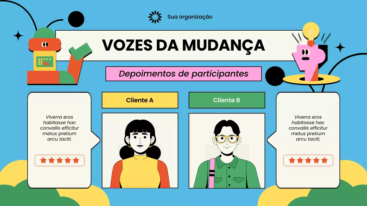 Apresentação colorida e ilustrada de uma organização sem fins lucrativos