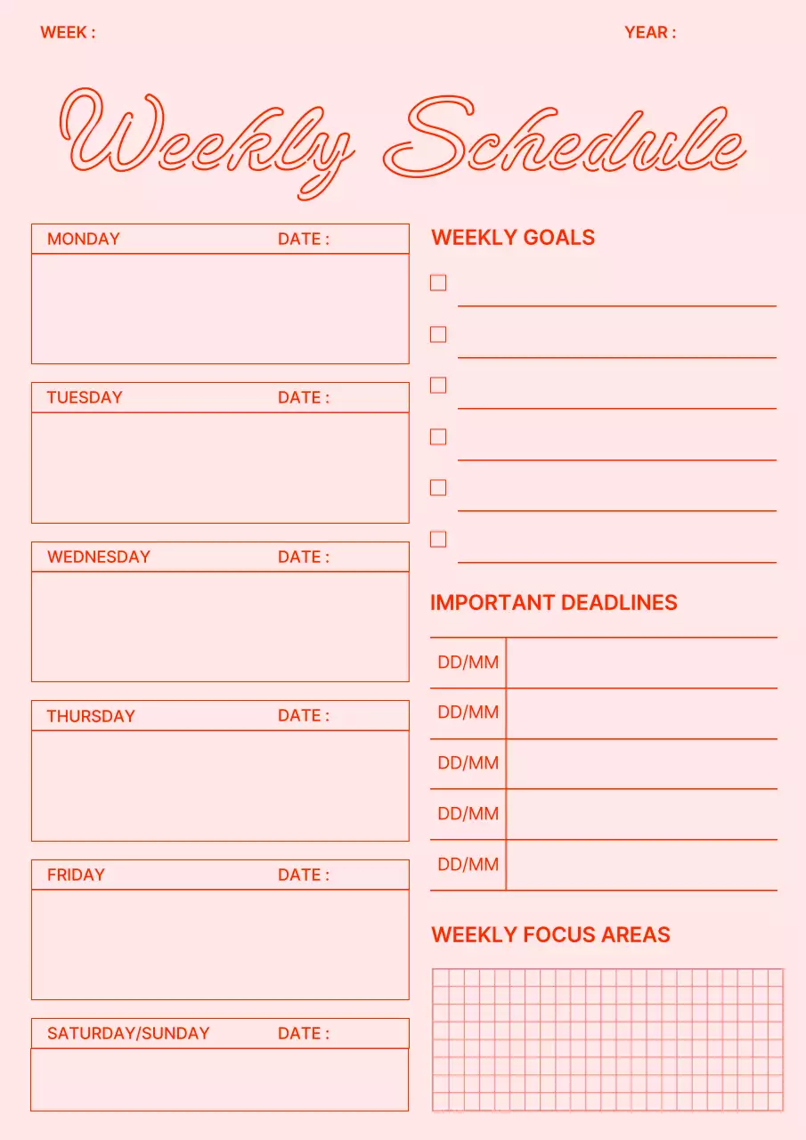 Coral Minimal Schedule Planner Poster