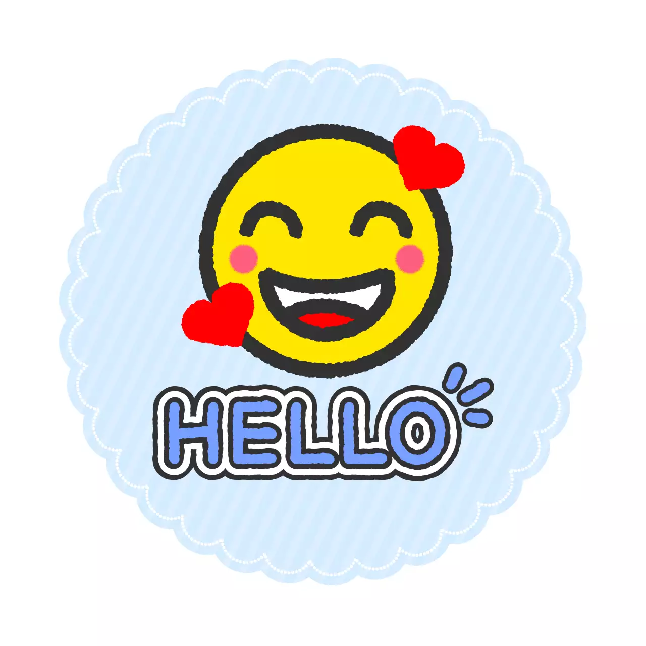 하늘색 아기자기한 인사 스티커