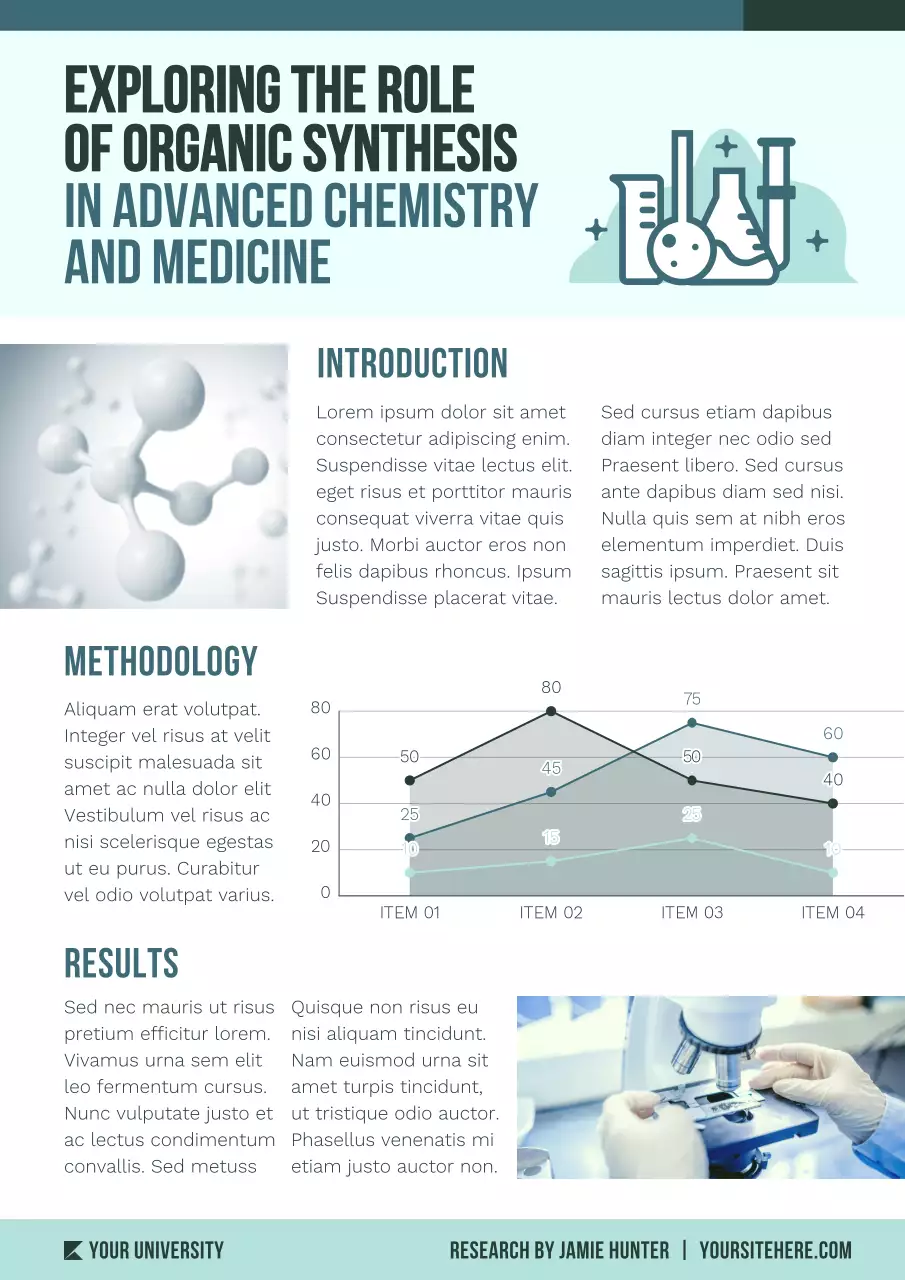 Clean Blue Chemistry Academic Research Infographics Poster