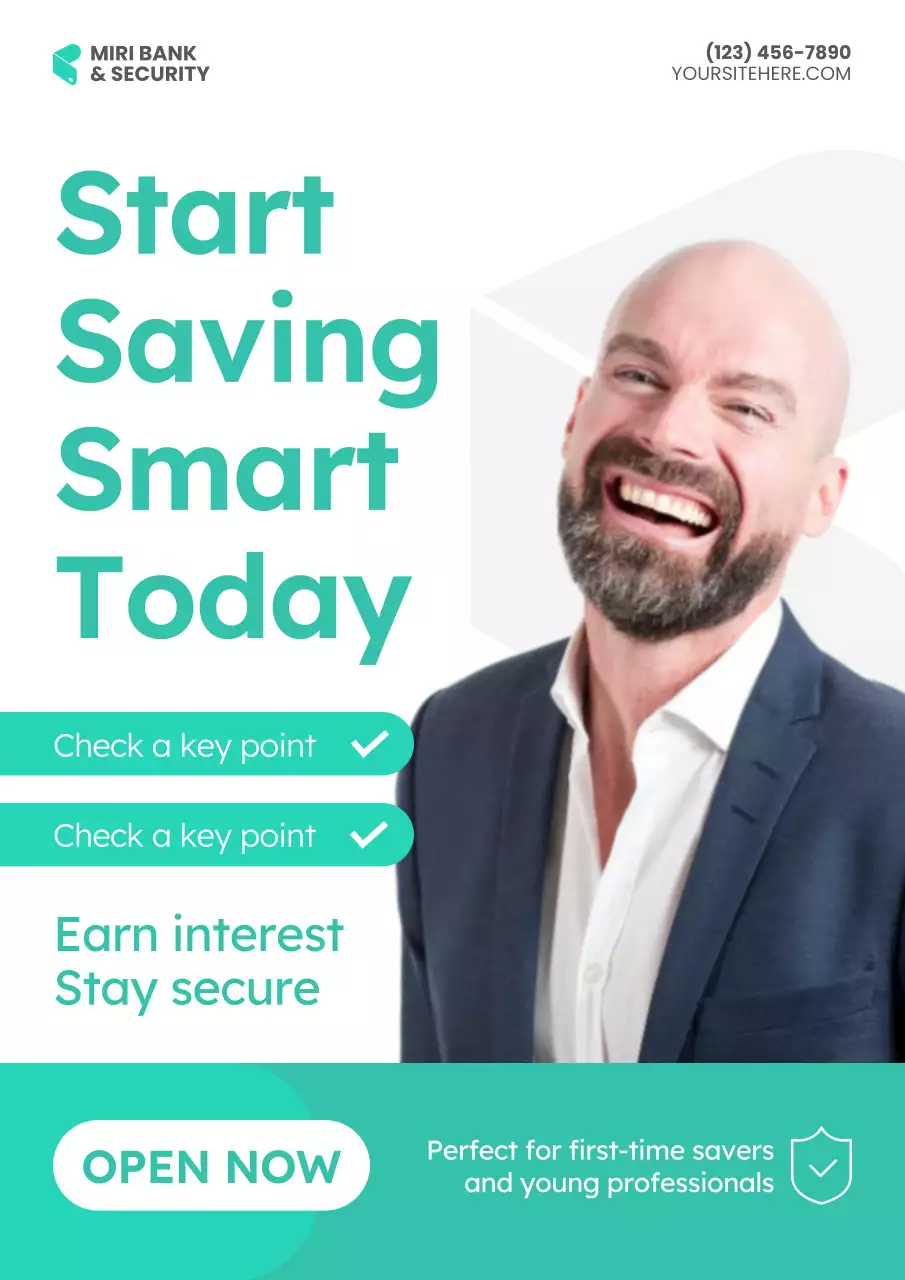 Clean Professional Finance Product Opening Bank Saving Account Poster