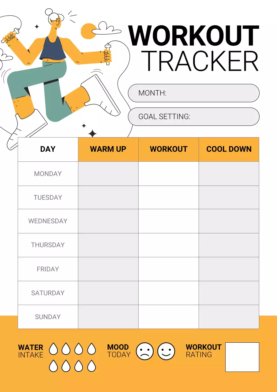 Fun Simple Workout Tracker in Weekly Planner Style Poster