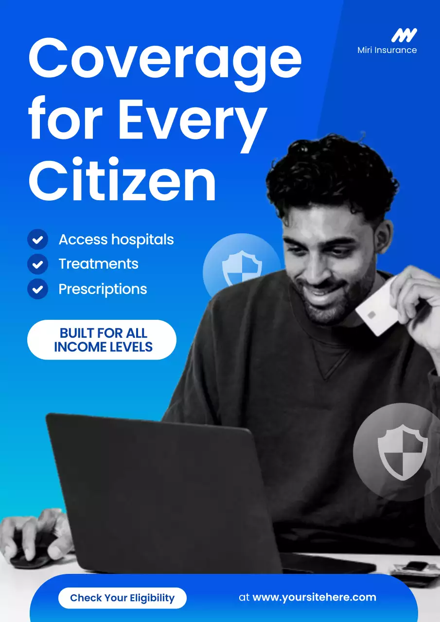 Blue and White Bold Modern Insurance Product Promotion Poster