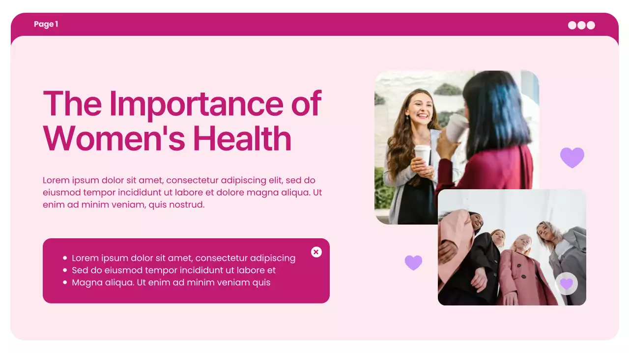 Pink Bold Minimalist Women's Health and Wellness Presentation